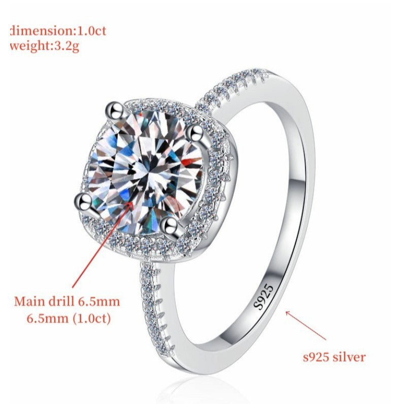 1 Carat Moissanite Ring 925 Sterling Silver