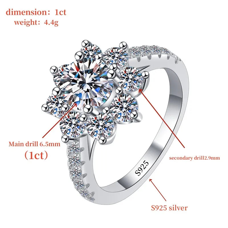 Sunflower GRA Moissanite Ring