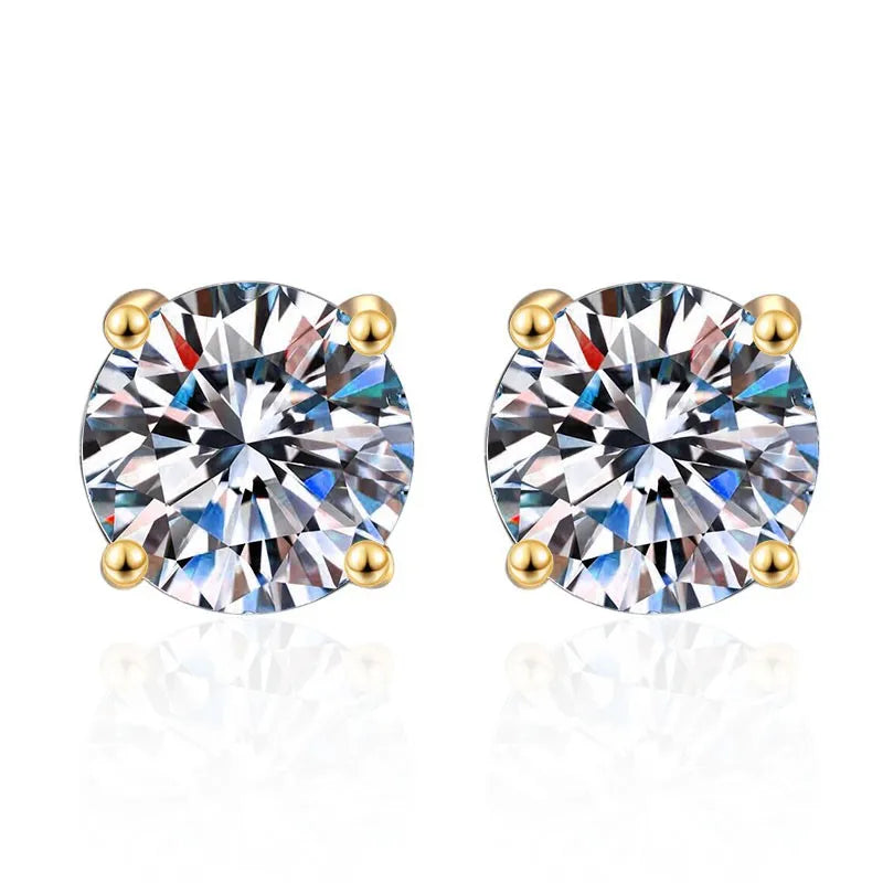 Plated 18K Gold Moissanite Studs