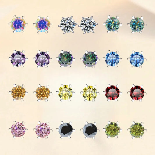 Color Moissanite Diamond Stud Earrings