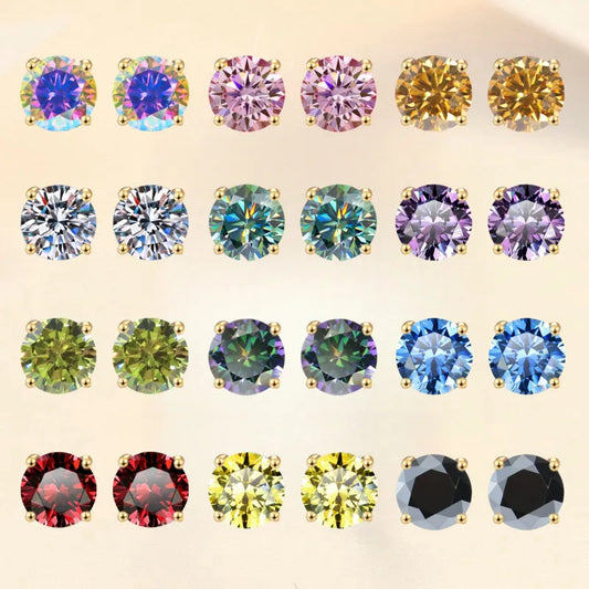 Plated 18K Gold Moissanite Studs