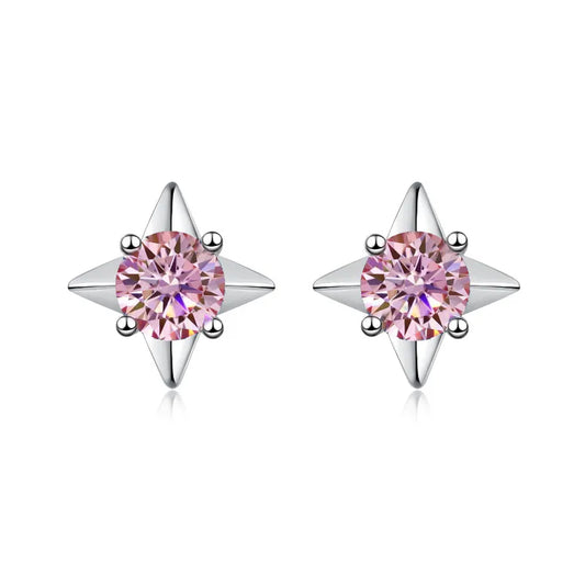 Star Pink Moissanite Earrings