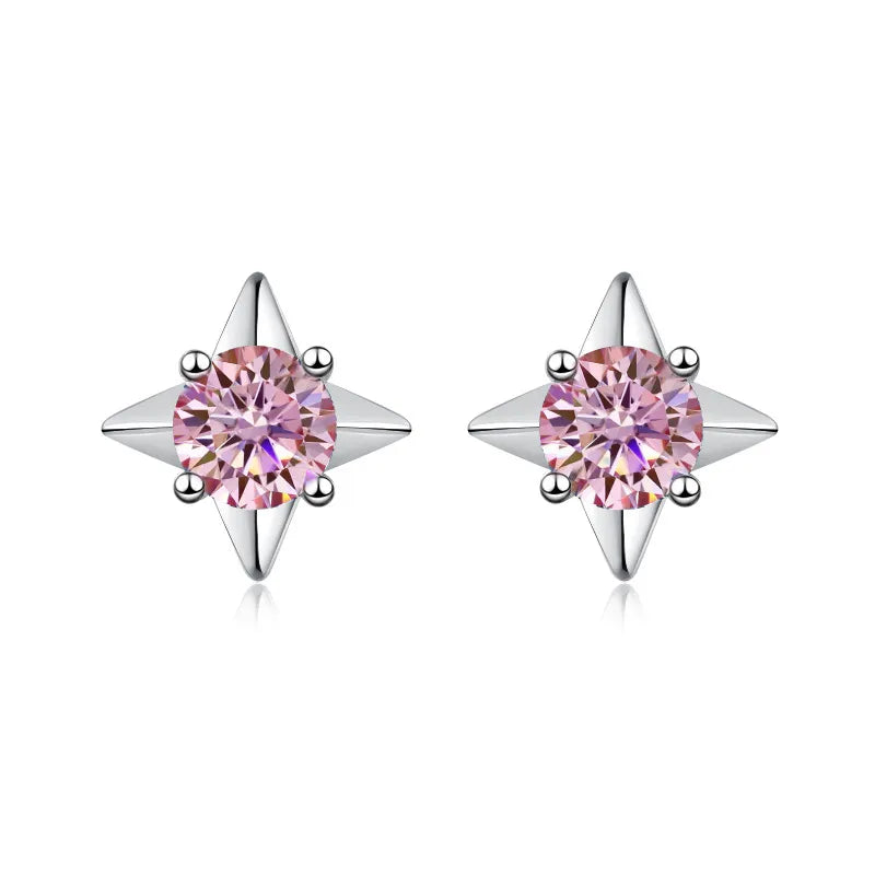 Star Pink Moissanite Earrings