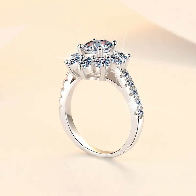 Sunflower GRA Moissanite Ring