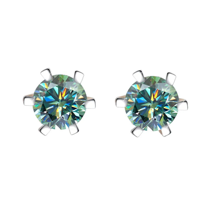 Color Moissanite Diamond Stud Earrings