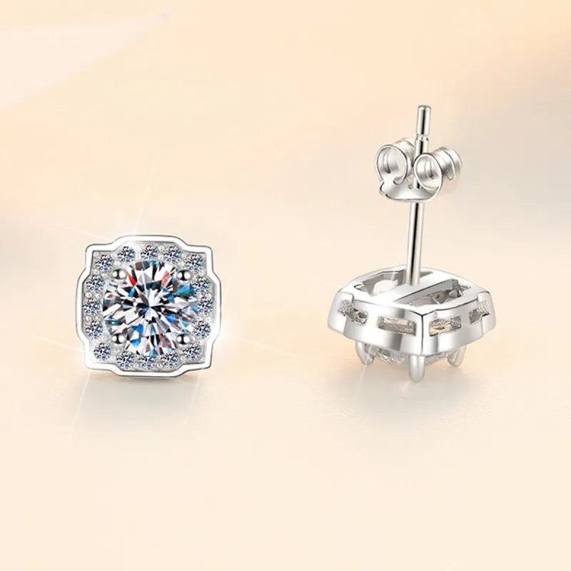 Square 1 Carat Moissanite Earrings