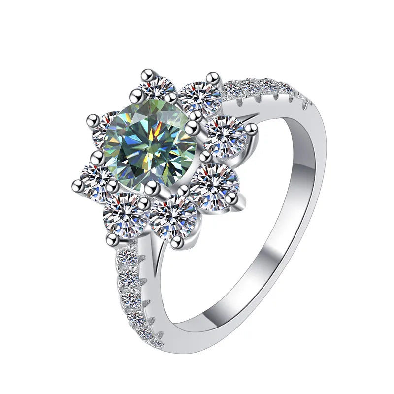 Sunflower GRA Moissanite Ring