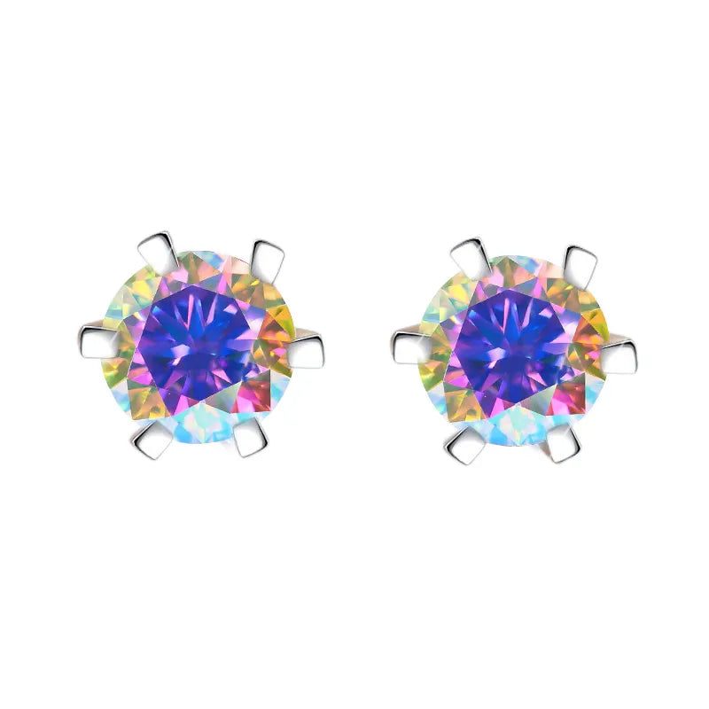 Color Moissanite Diamond Stud Earrings
