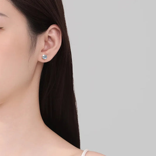 Plated 18K Gold Moissanite Studs