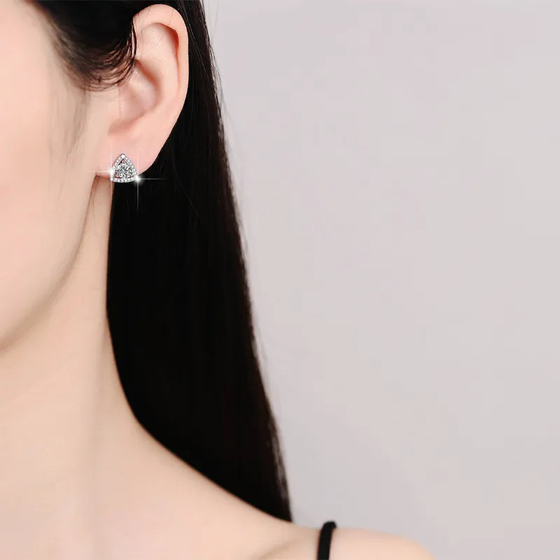 Triangular Shield Women's Moissanite Earrings