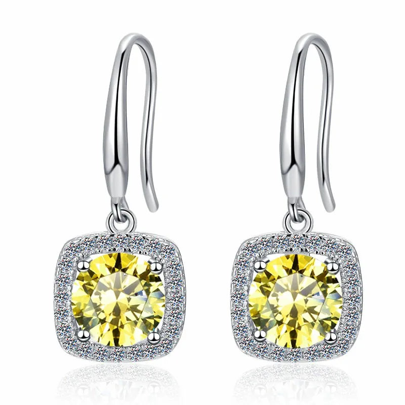 Personality Yellow Moissanite Earrings