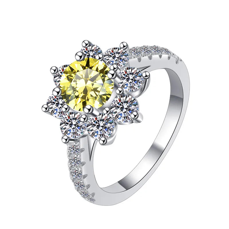 Sunflower GRA Moissanite Ring