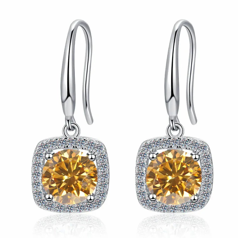 Personality Yellow Moissanite Earrings