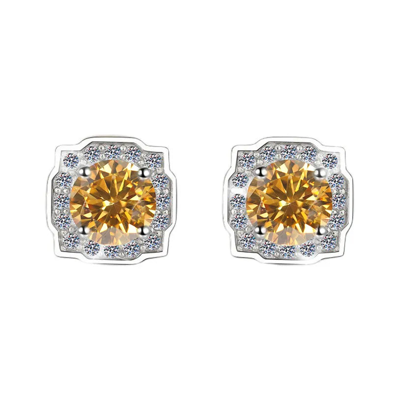 Square 1 Carat Moissanite Earrings