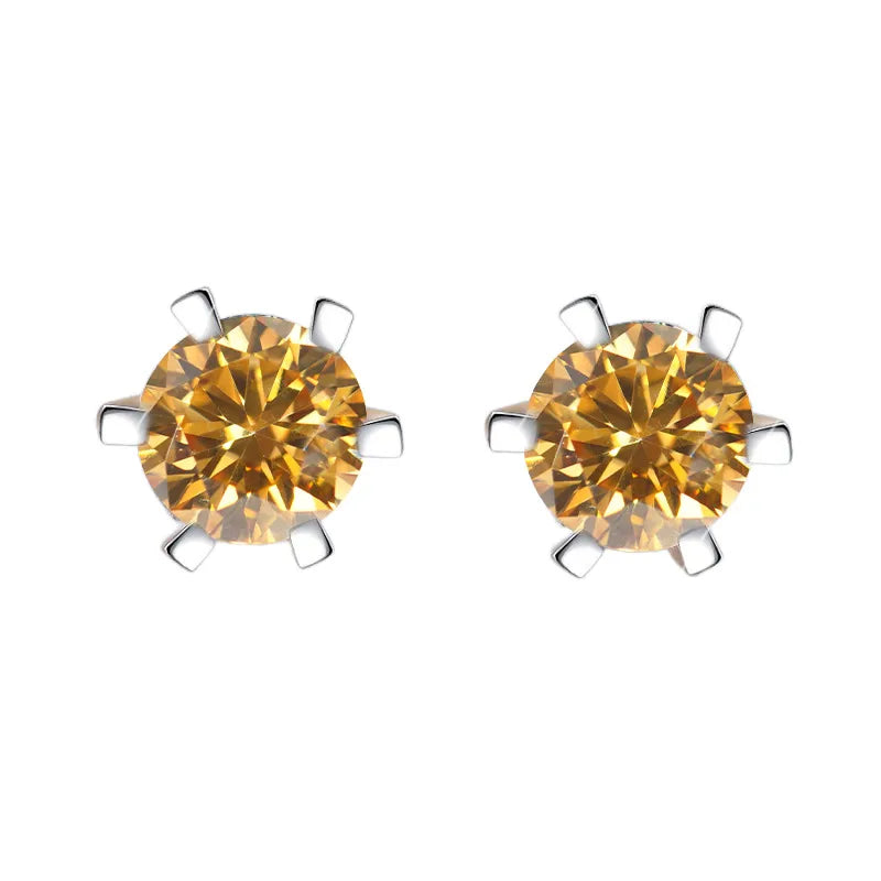 Color Moissanite Diamond Stud Earrings