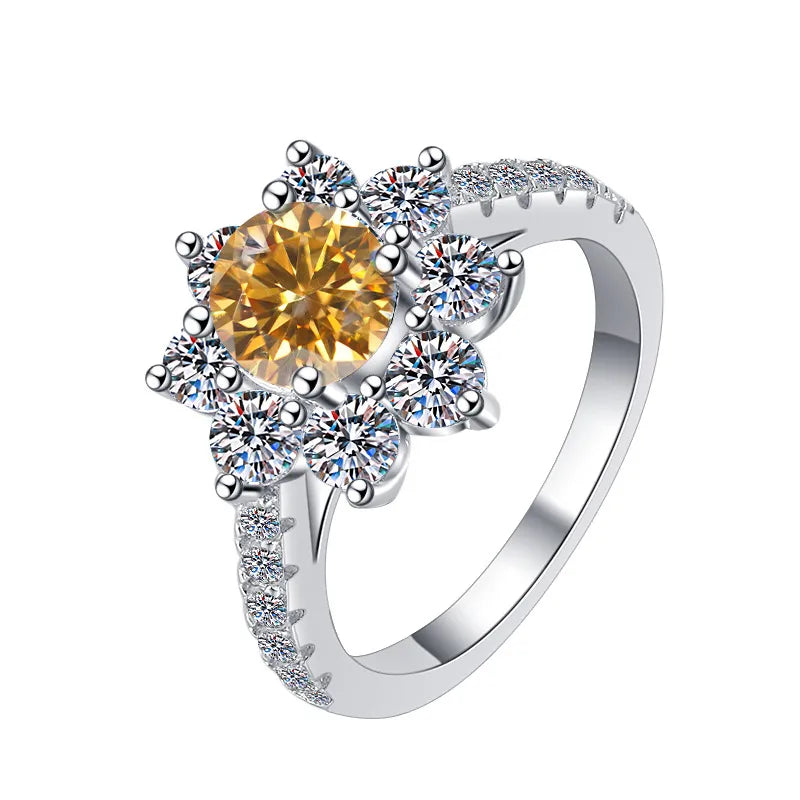 Sunflower GRA Moissanite Ring