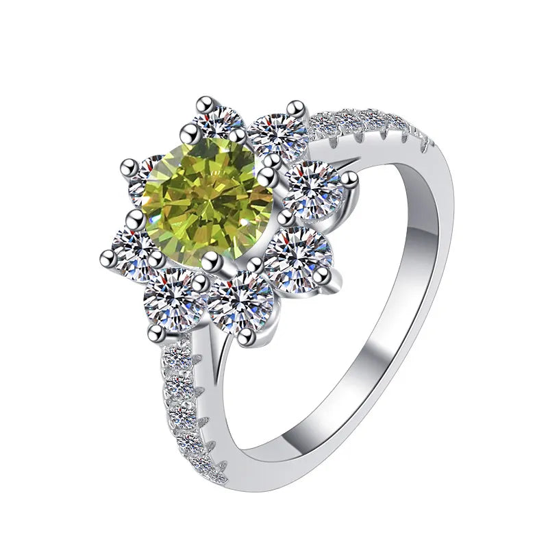 Sunflower GRA Moissanite Ring
