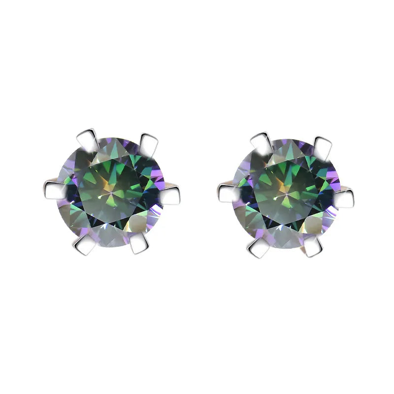 Color Moissanite Diamond Stud Earrings
