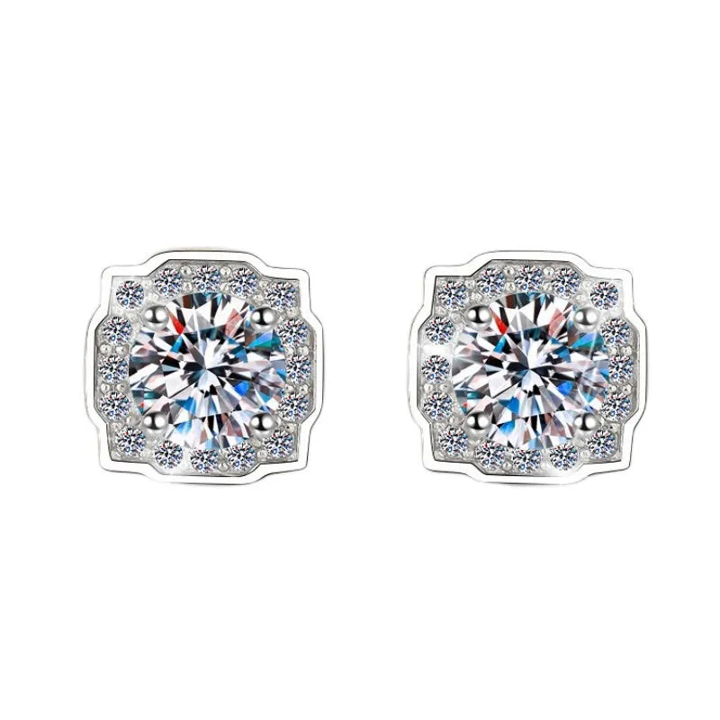 Square 1 Carat Moissanite Earrings