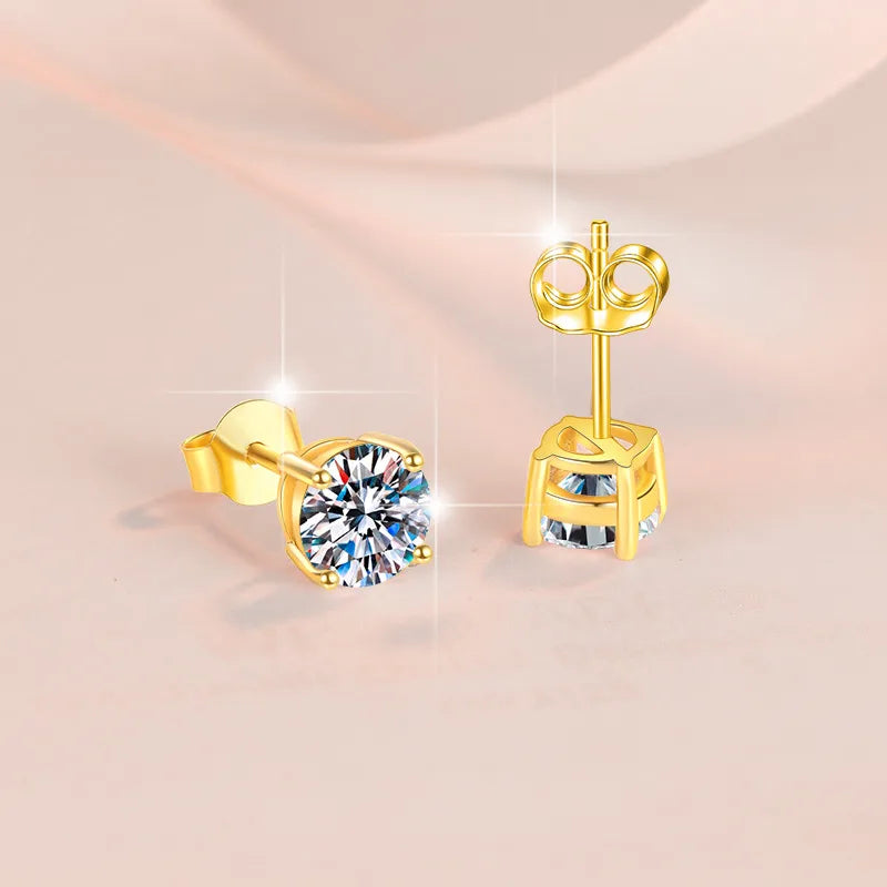 Plated 18K Gold Moissanite Studs