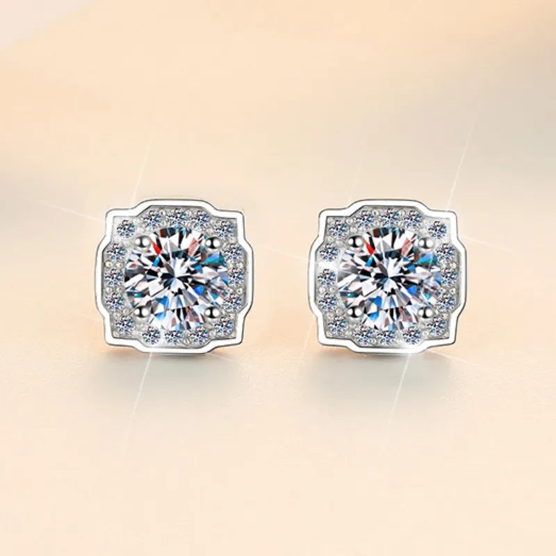 Square 1 Carat Moissanite Earrings