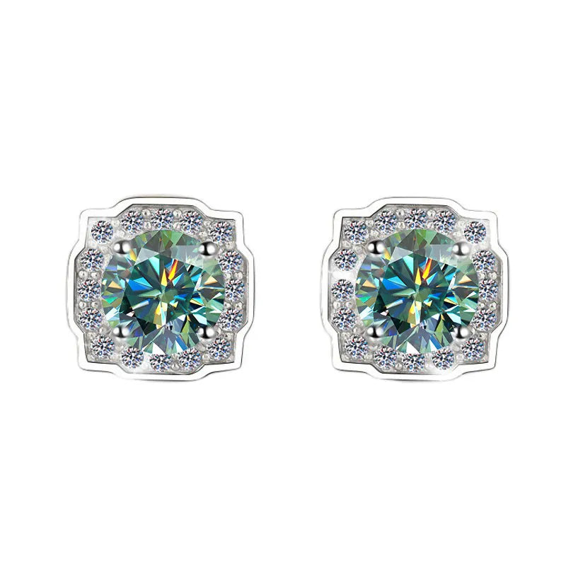 Square 1 Carat Moissanite Earrings