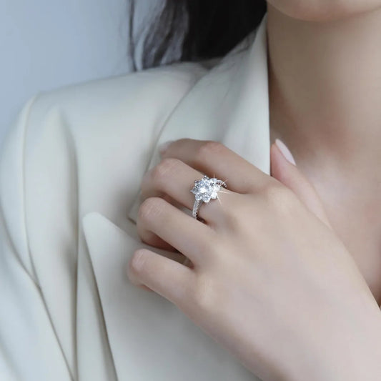 Sunflower GRA Moissanite Ring